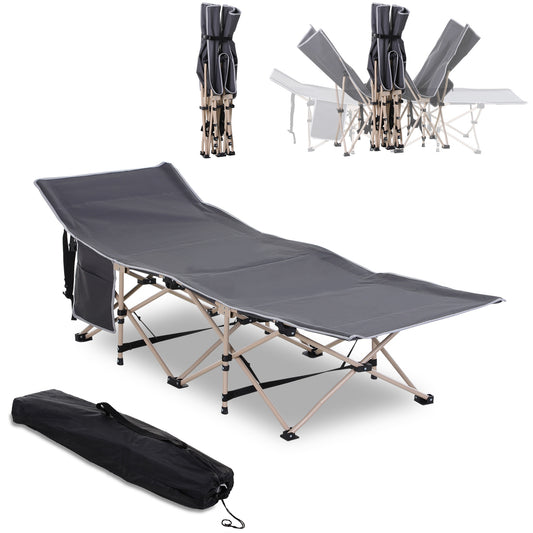 Photo of Outsunny Single Steel Frame Portable Camping Cot, with Carry Bag - Grey in Grey colour on a white background