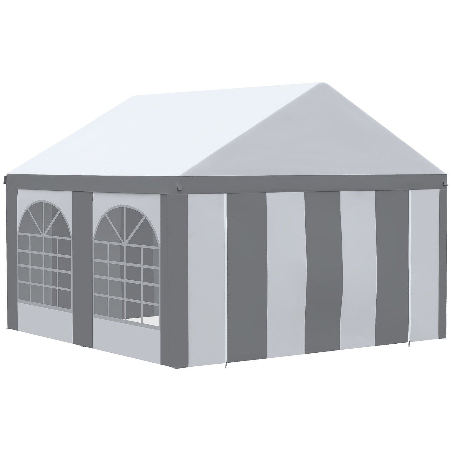 Photo of Outsunny 4 x 4m Galvanised Party Tent, Marquee Gazebo with Sides, Four Windows and Double Doors, for Parties, Wedding and Events in Events colour on a white background