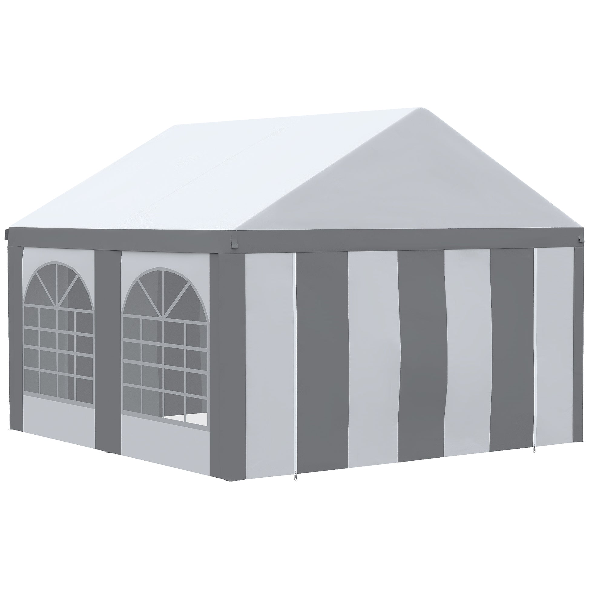 Photo of Outsunny 4 x 4m Galvanised Party Tent, Marquee Gazebo with Sides, Four Windows and Double Doors, for Parties, Wedding and Events in Events colour on a white background