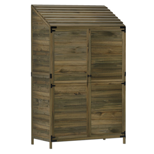 Photo of Outsunny 103.5 x 59 cm Wooden Garden Shed - Brown in Brown colour on a white background