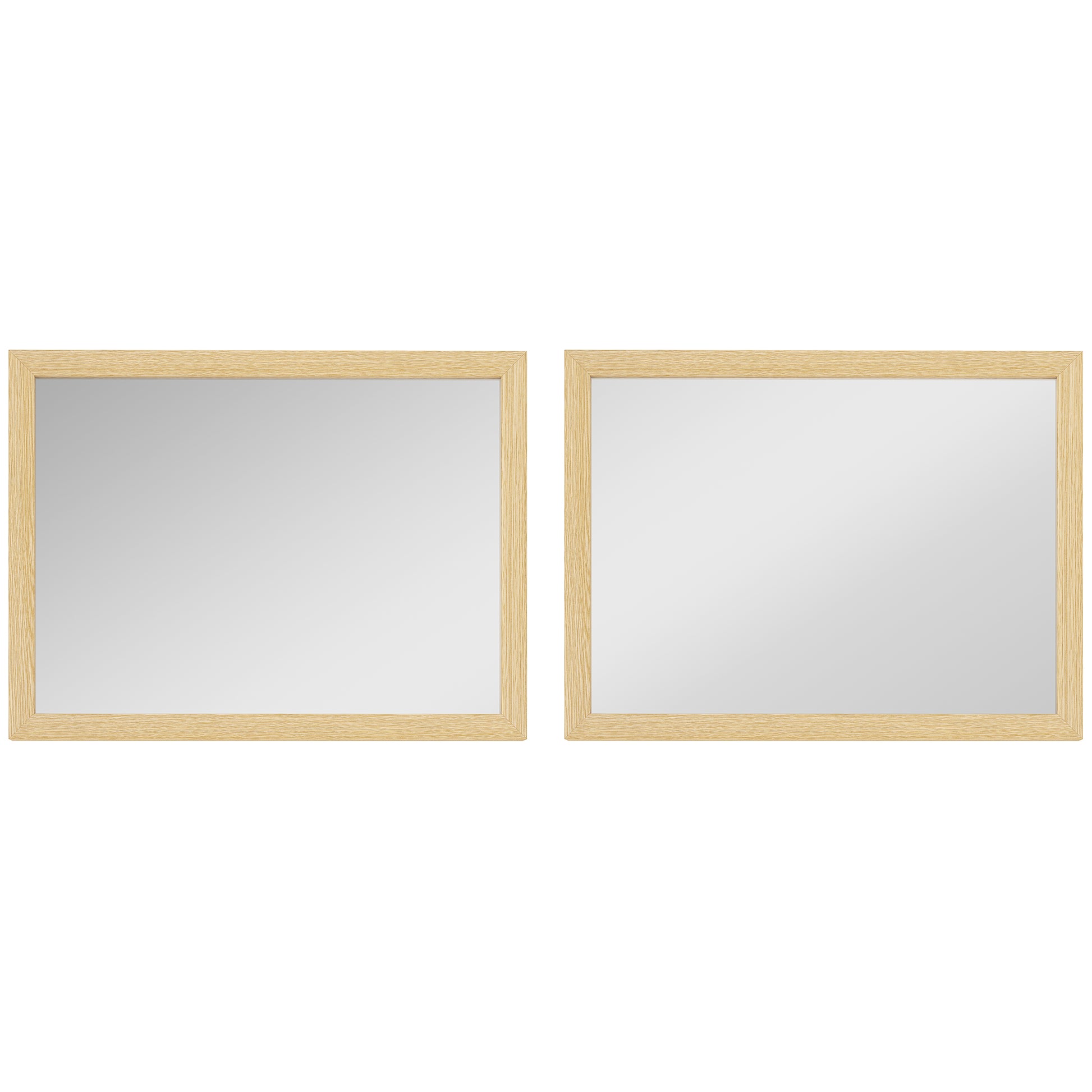 Photo of HOMCOM Wall Bathroom Mirror, 30 x 40 cm Wall-Mounted Mirror for Living Room, Bedroom, Hallway, Set of 2, Natural in Natural colour on a white background