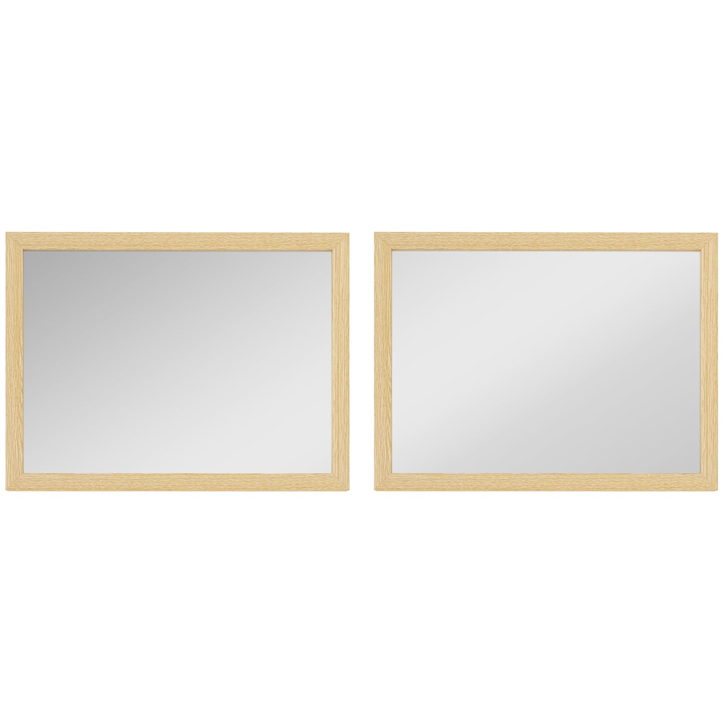 Photo of HOMCOM Wall Bathroom Mirror, 30 x 40 cm Wall-Mounted Mirror for Living Room, Bedroom, Hallway, Set of 2, Natural in Natural colour on a white background