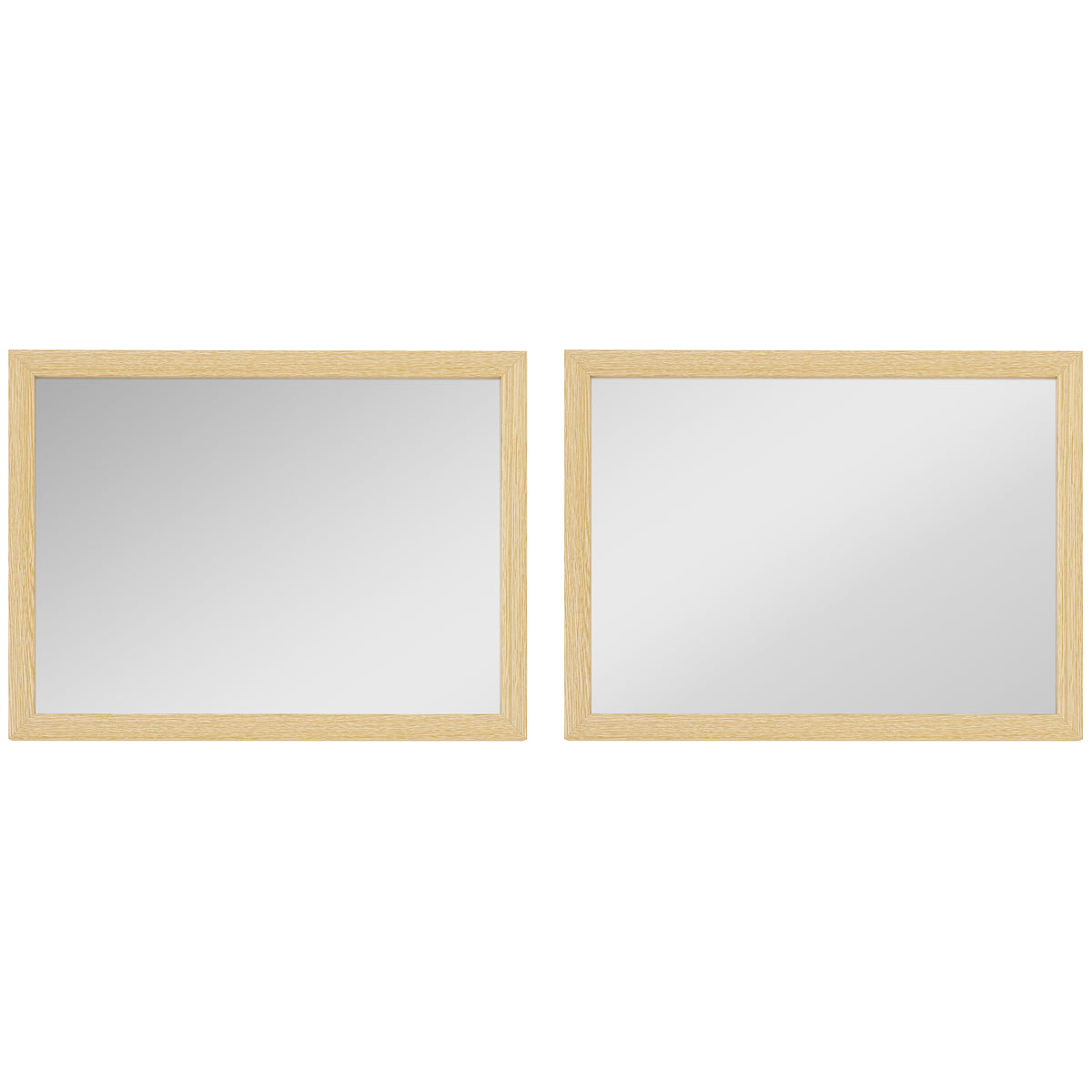 Photo of HOMCOM Wall Bathroom Mirror, 30 x 40 cm Wall-Mounted Mirror for Living Room, Bedroom, Hallway, Set of 2, Natural in Natural colour on a white background