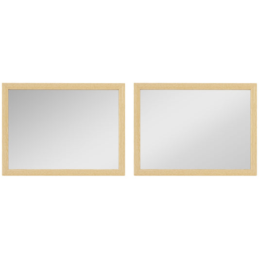 Photo of HOMCOM Wall Bathroom Mirror, 30 x 40 cm Wall-Mounted Mirror for Living Room, Bedroom, Hallway, Set of 2, Natural in Natural colour on a white background