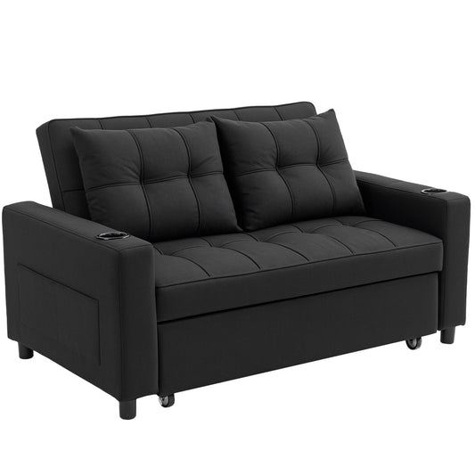 Photo of HOMCOM Two-Seater Pull-Out Sofa Bed - Black in Black colour on a white background