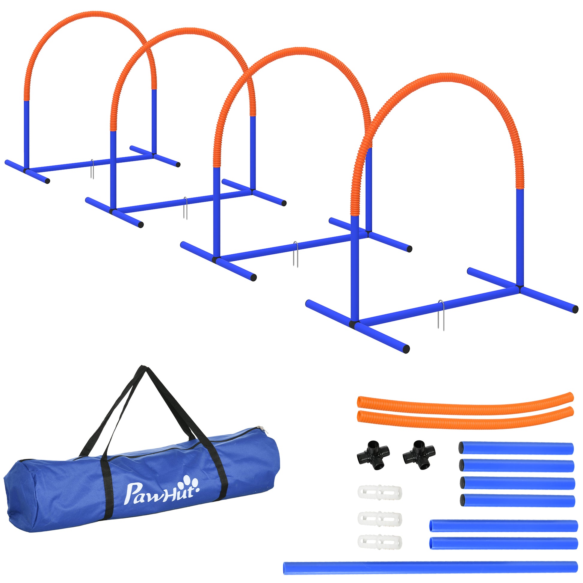 Photo of PawHut Four-Piece Portable Dog Agility Equipment - Blue in Blue colour on a white background