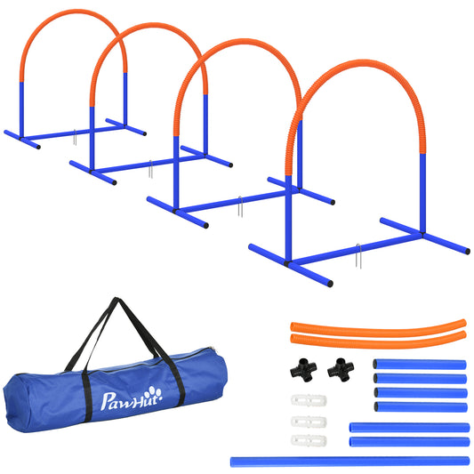 Photo of PawHut Four-Piece Portable Dog Agility Equipment - Blue in Blue colour on a white background