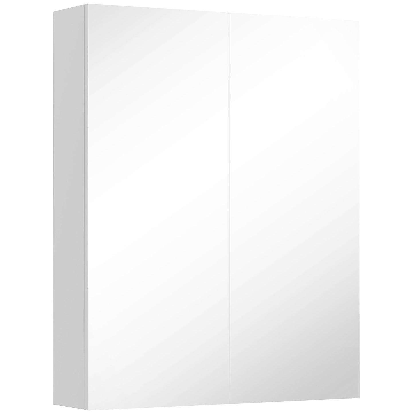 Photo of HOMCOM Bathroom Mirror Cabinet, 3-Tier Wall Mount Bathroom Storage Cabinet with Soft-Close Hinges and Adjustable Shelf, Double Door Cupboard, 60 x 15 x 75 cm, White in White colour on a white background