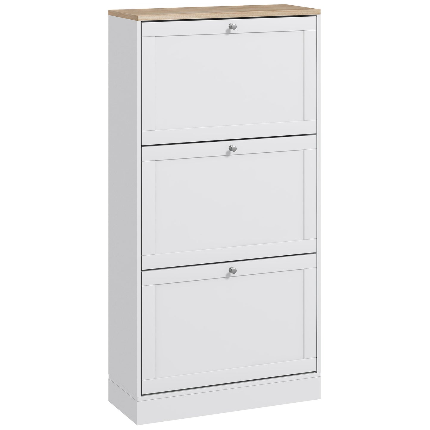 Photo of HOMCOM Modern Compact Three-Drawer Shoe Storage Cabinet - White in White colour on a white background