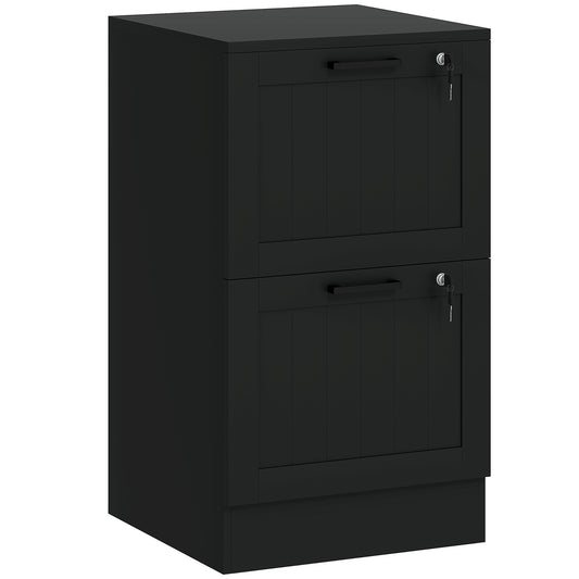 Photo of HOMCOM 2 Drawer Filing Cabinet with Lock, Office Storage Cabinet with Adjustable Hanging Bars for A4 Letter Size Files, Black in Black colour on a white background