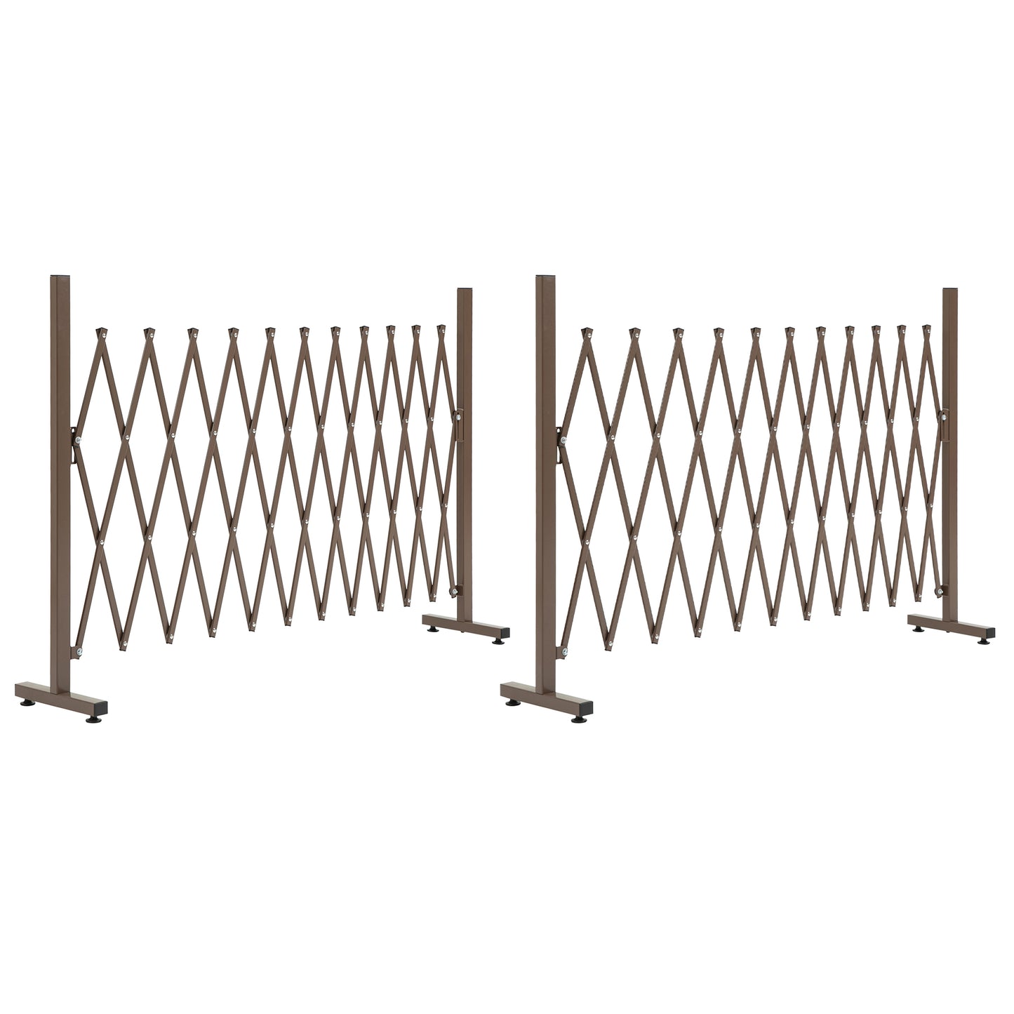 Photo of Outsunny Set of 2 Expanding Garden Fencc, Aluminium Freestanding Foldable Picket Fence, 300cmx103.5 cm, Dark Brown in Brown colour on a white background