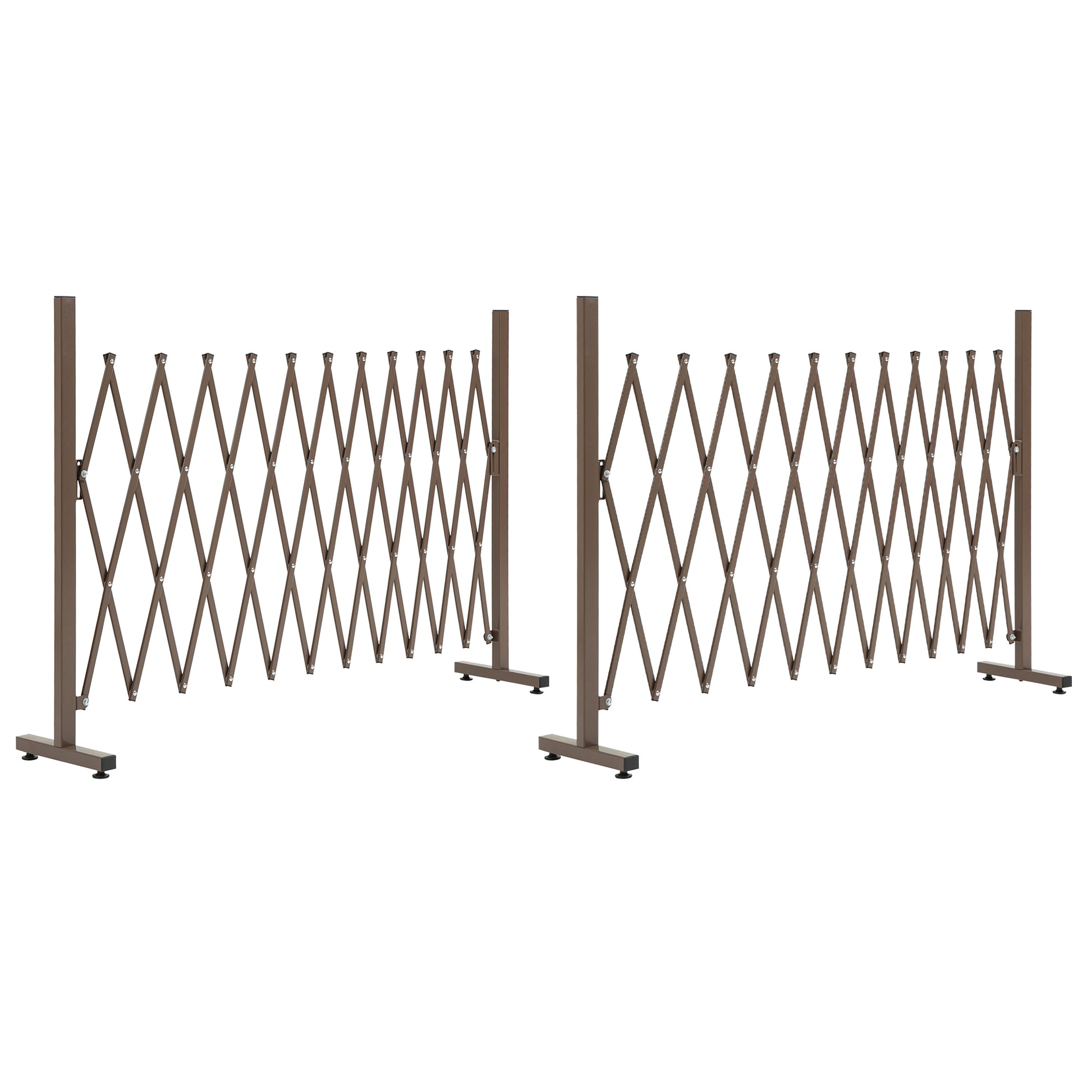 Photo of Outsunny Set of 2 Expanding Garden Fencc, Aluminium Freestanding Foldable Picket Fence, 300cmx103.5 cm, Dark Brown in Brown colour on a white background