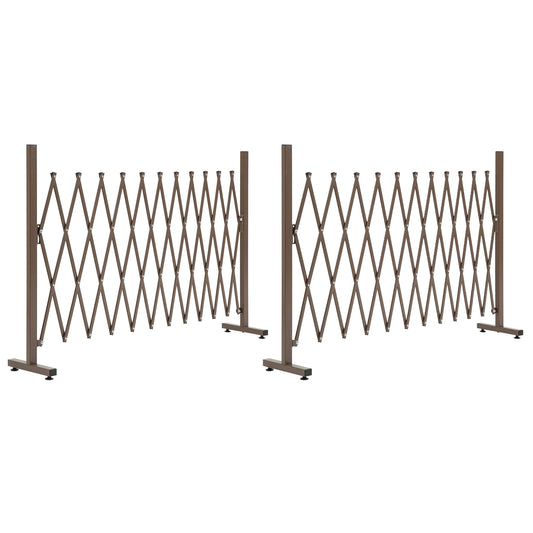 Photo of Outsunny Set of 2 Expanding Garden Fencc, Aluminium Freestanding Foldable Picket Fence, 300cmx103.5 cm, Dark Brown in Brown colour on a white background