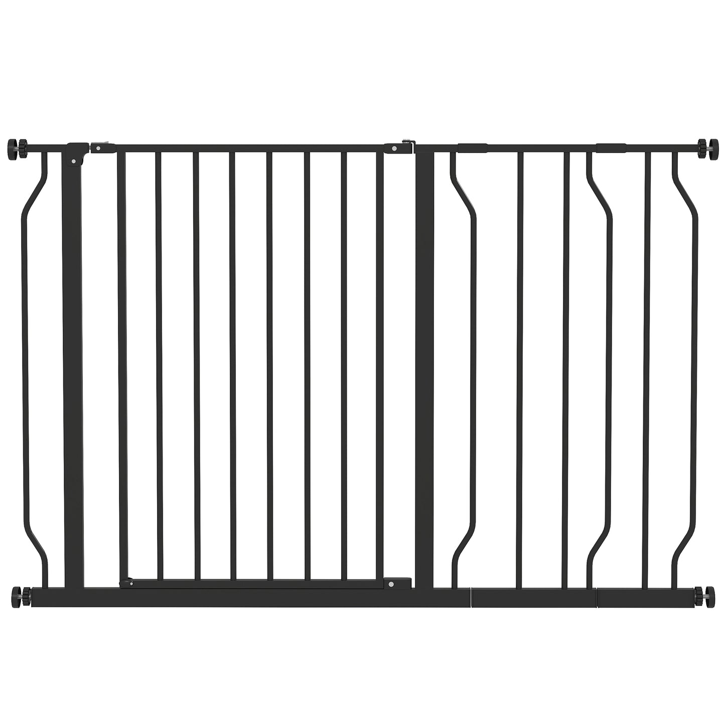 Photo of PawHut Wide Dog Safety Gate, with Door Pressure, for Doorways, Hallways, Staircases - Black in Black colour on a white background
