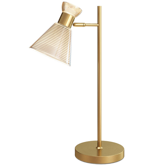 Photo of HOMCOM Modern Table Lamp, Bedside Lamp with Adjustable Flower-Shaped Head and E27 Socket for Living Room Bedroom Study, Bulb Not Included, Gold Tone in Tone colour on a white background