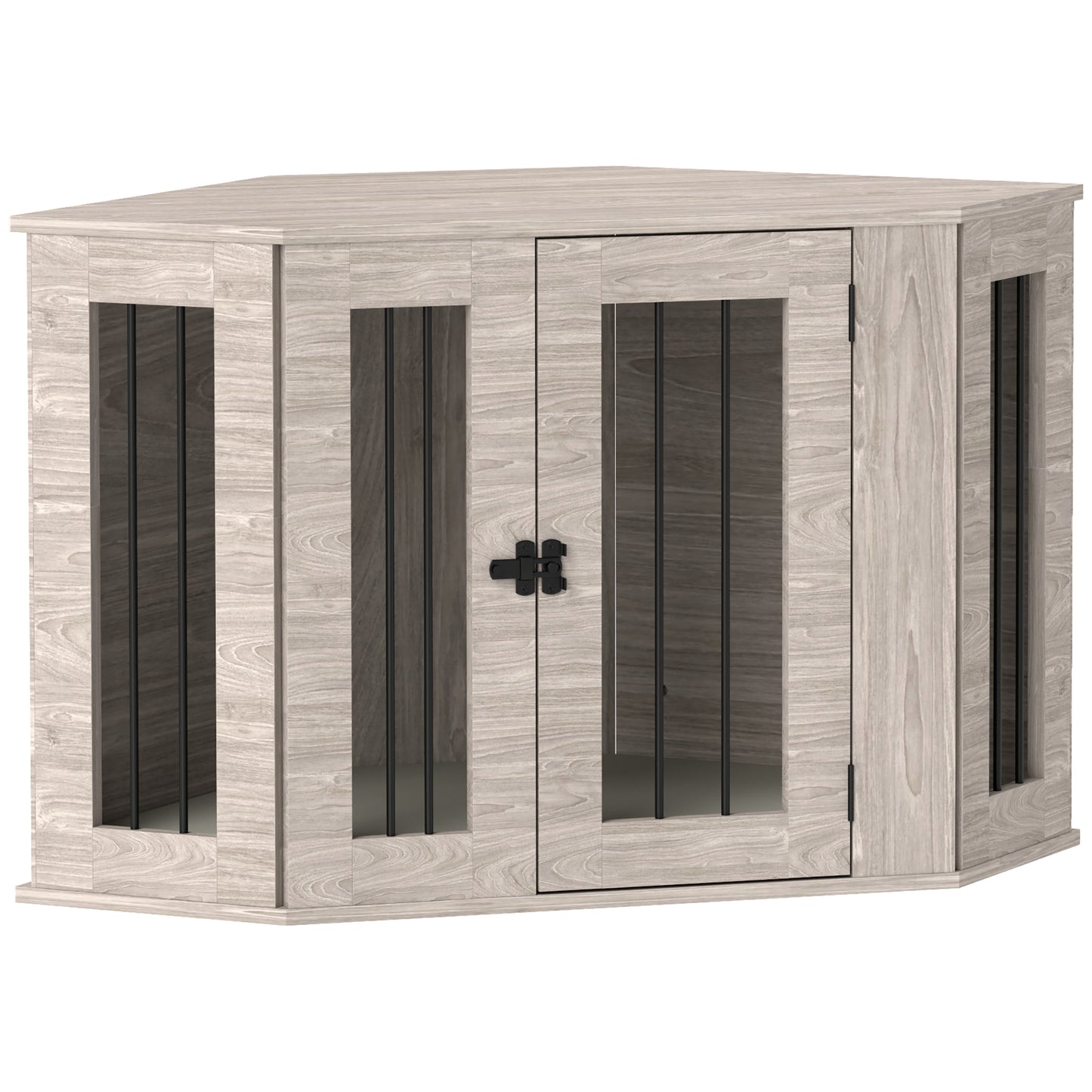 Photo of PawHut Dog Crate Furniture Side Table, with Cushion, 104 x 55 x 63cm - Walnut Brown in Brown colour on a white background