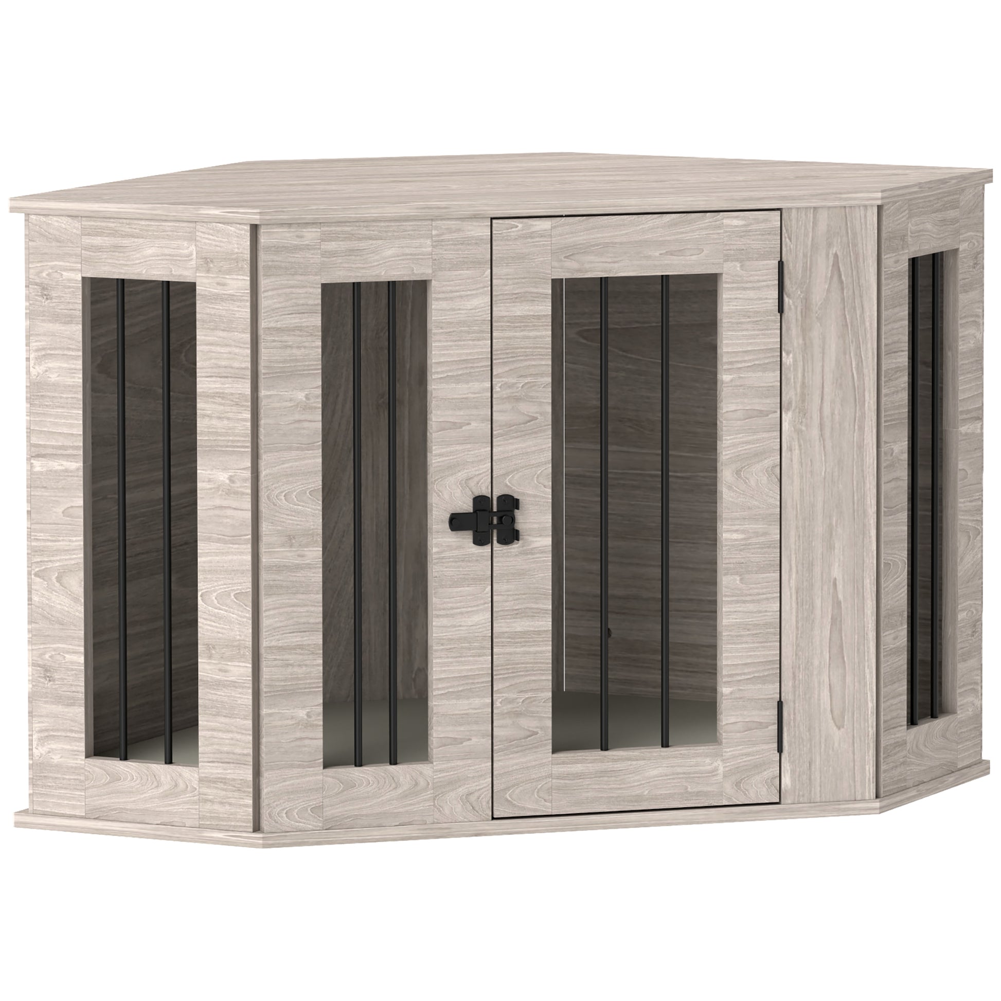 Photo of PawHut Dog Crate Furniture Side Table, with Cushion, 104 x 55 x 63cm - Walnut Brown in Brown colour on a white background