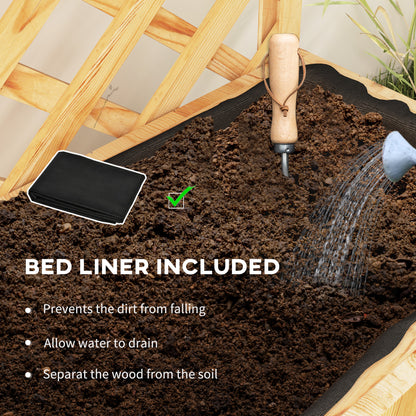 Planter bed with black liner separating soil from the wooden frame