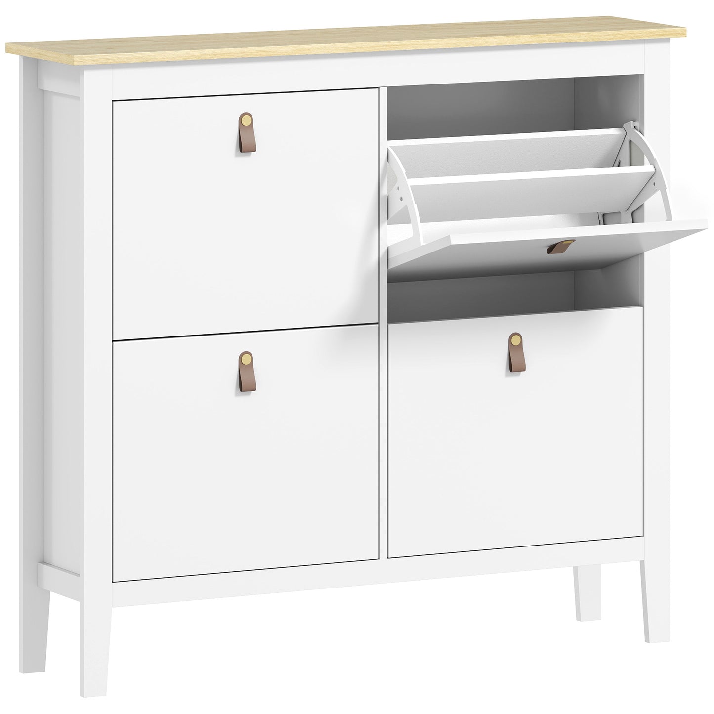 Photo of HOMCOM Modern Four-Drawer Shoe Cabinet - White in White colour on a white background