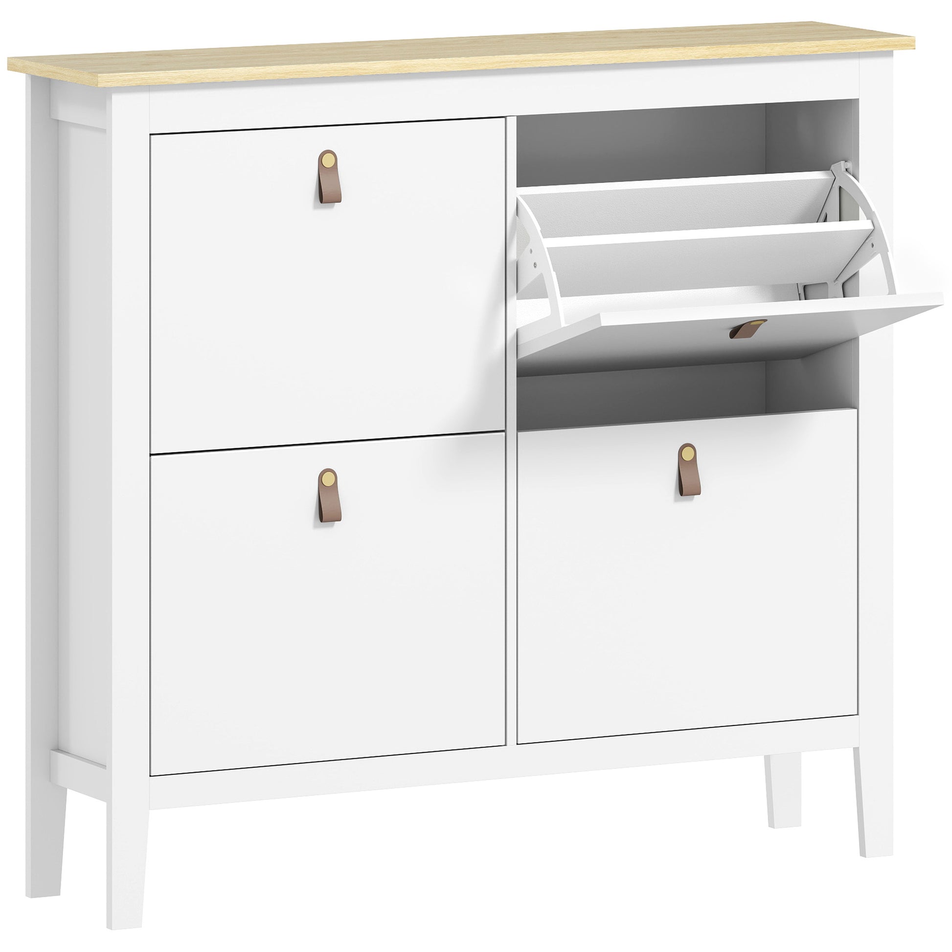 Photo of HOMCOM Modern Four-Drawer Shoe Cabinet - White in White colour on a white background