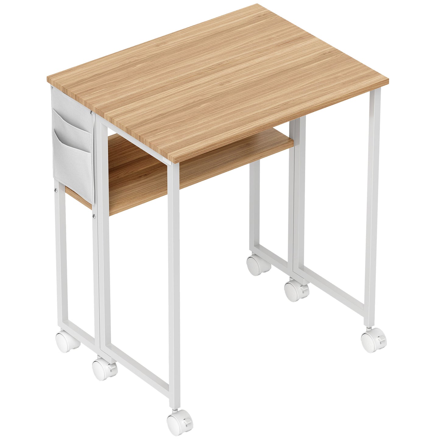 Photo of HOMCOM 63 cm Drop Leaf Writing Work Desk - Natural Wood Finish in Finish colour on a white background