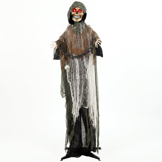Photo of HOMCOM 170cm Animated Grim Reaper, Life-Size Halloween Animatronic with Moving Hands/Head, Glowing Eyes, Creepy Sound in Sound colour on a white background