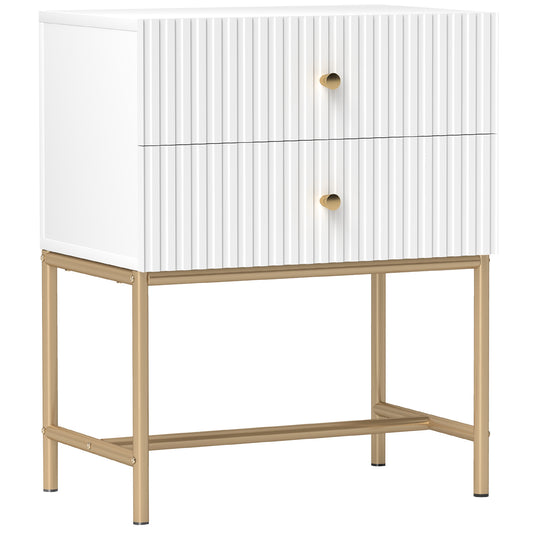Photo of HOMCOM Elegant Two-Drawer Bedside Table - White in White colour on a white background