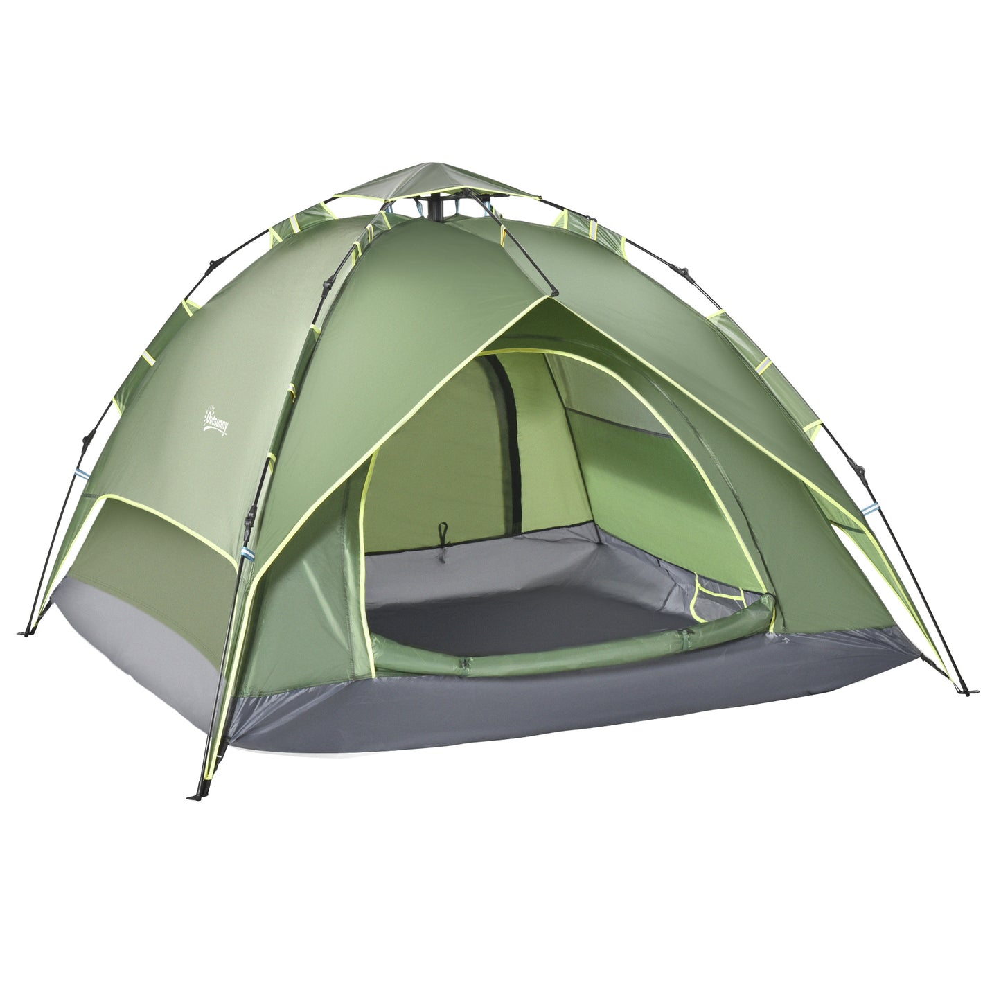 Photo of Outsunny 3 Man Camping Tent Automatic Pop Up Tent Portable Double Layer for Festival Hiking Family Travel Shelter in Shelter colour on a white background