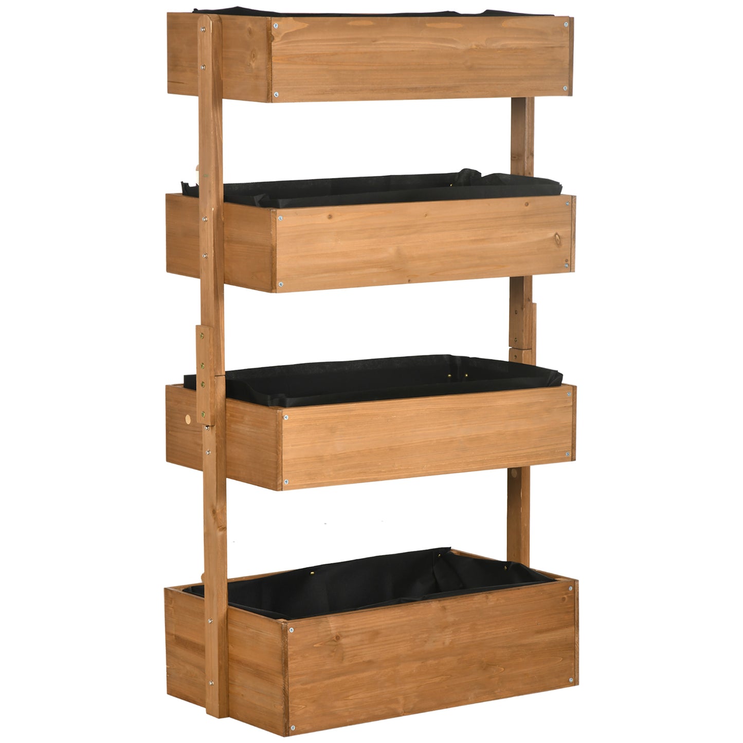Photo of Outsunny Four-Tier Basket Wooden Plant Stand - Orange in Orange colour on a white background