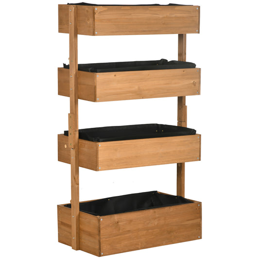 Photo of Outsunny Four-Tier Basket Wooden Plant Stand - Orange in Orange colour on a white background