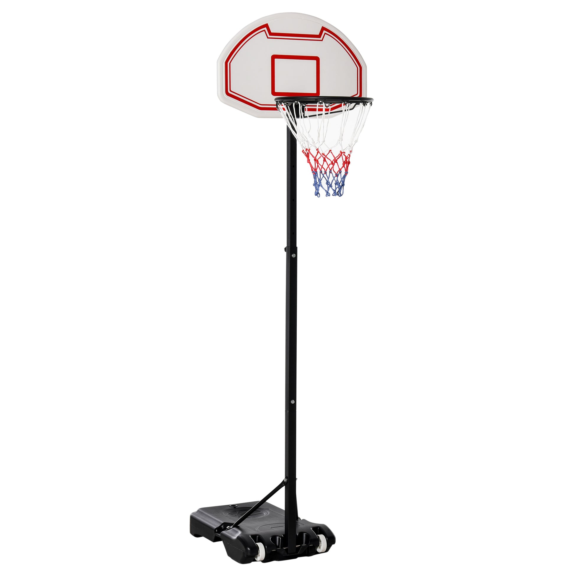 Photo of HOMCOM Basketball Hoop Outdoor, Portable Basketball Hoop and Stand with Weighted Base, Portable on Wheels, 1.55-2.1m, for Teens, Juniors, Adults, White in White colour on a white background