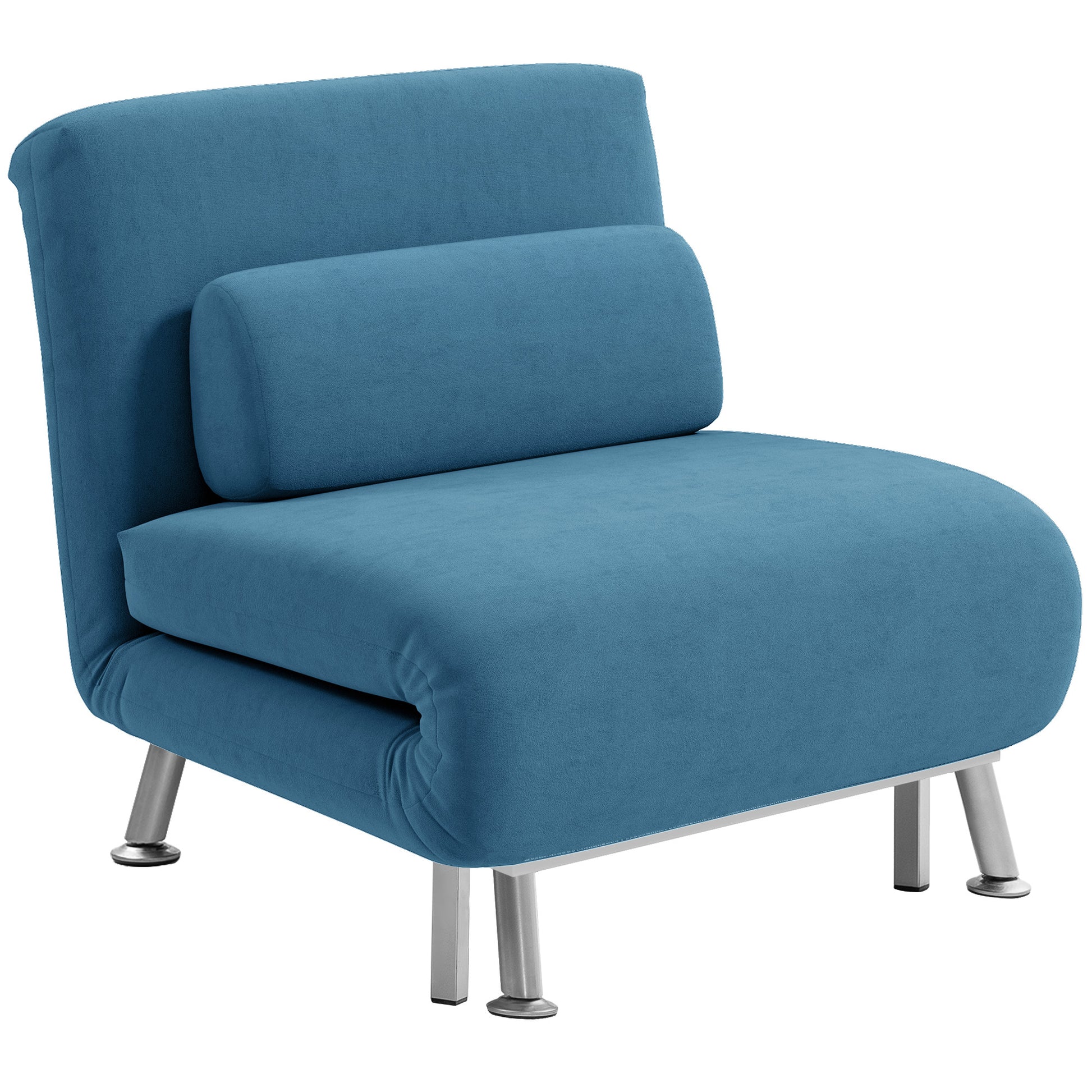 Photo of HOMCOM Single Velvet-Feel Sleeper Chair - Blue in Blue colour on a white background