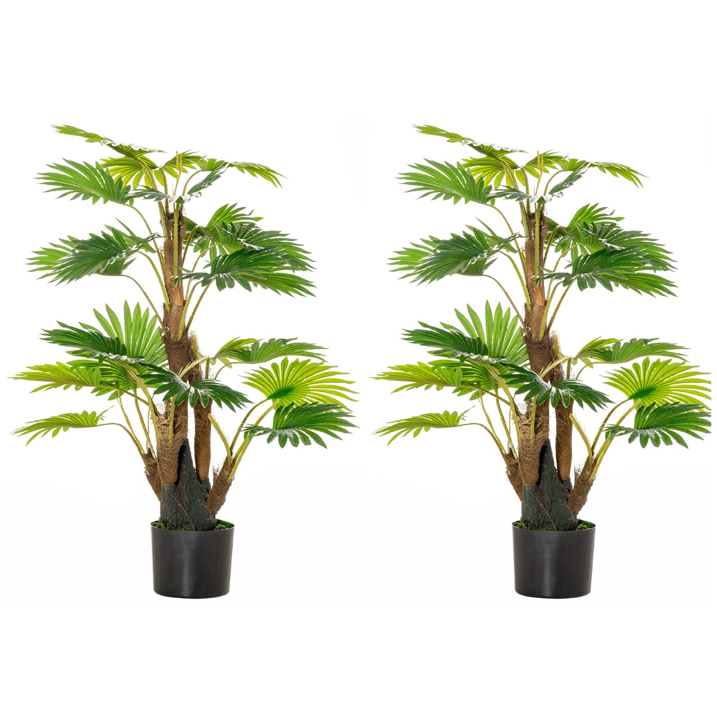 Photo of HOMCOM 2 Pack Artificial Plant Palm Tree in Pot, Fake Plants for Home Indoor Outdoor Decor, 135cm, Green in Green colour on a white background