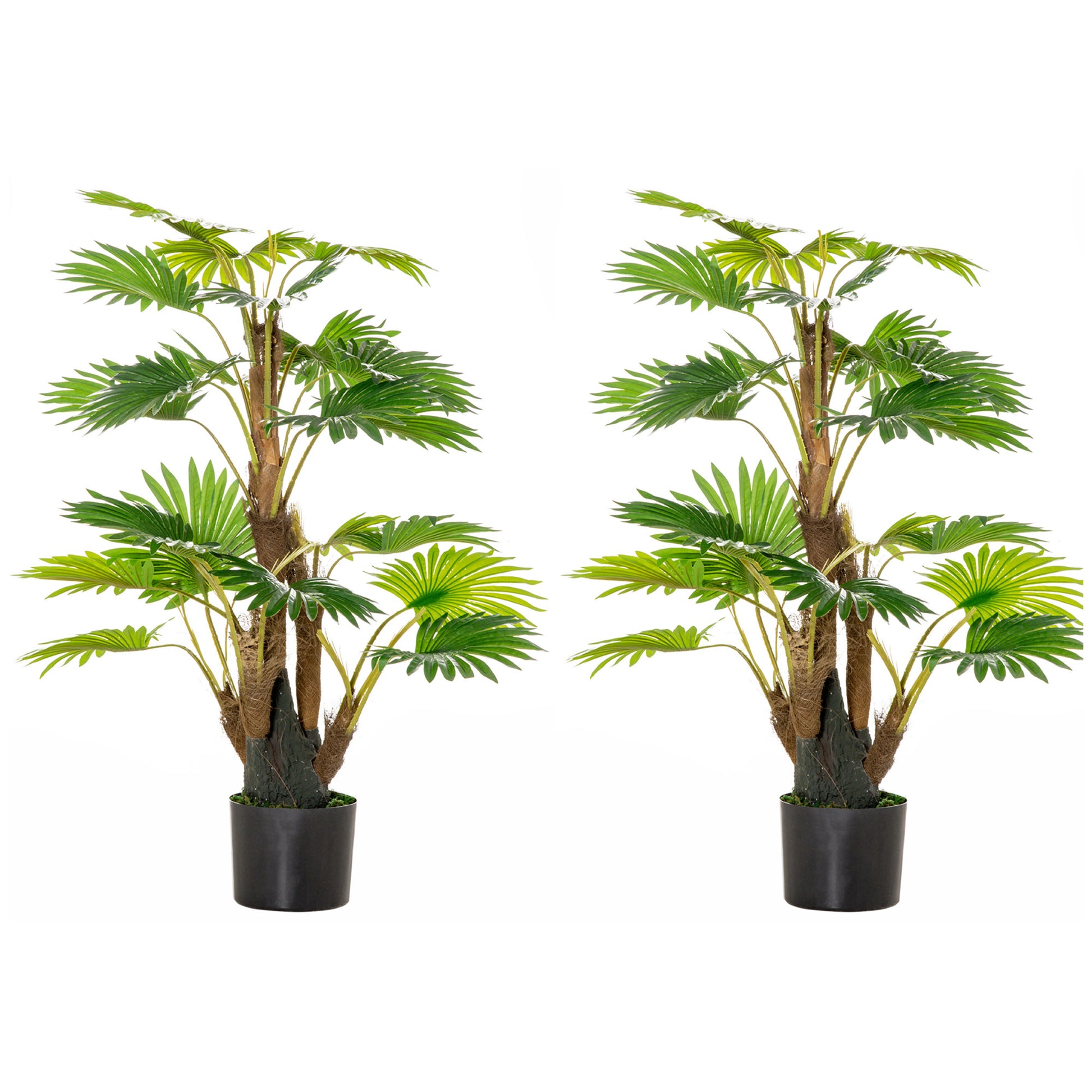 Photo of HOMCOM 2 Pack Artificial Plant Palm Tree in Pot, Fake Plants for Home Indoor Outdoor Decor, 135cm, Green in Green colour on a white background