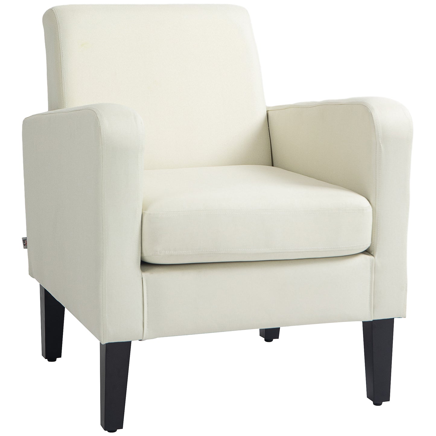 Photo of HOMCOM Modern Accent Chair, Occasional Chair with Rubber Wood Legs for Living Room, Bedroom, Cream White in White colour on a white background