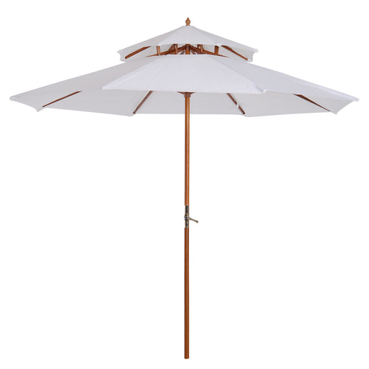 Photo of Outsunny 2.7m Elegant Wooden Frame Parasol Umbrella - White in White colour on a white background