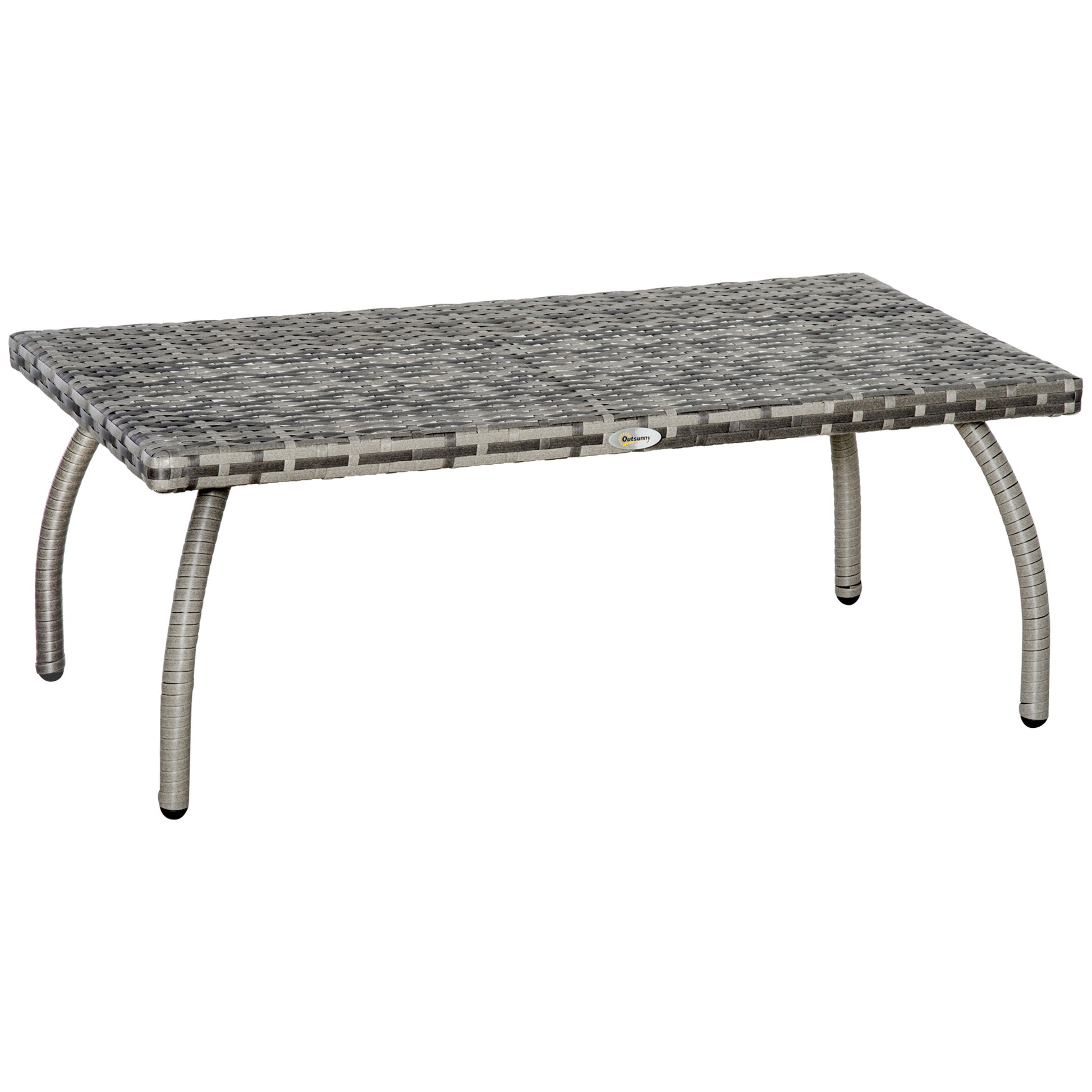 Photo of Outsunny PE Wicker Rattan Garden Coffee Table - Mixed Grey in Grey colour on a white background