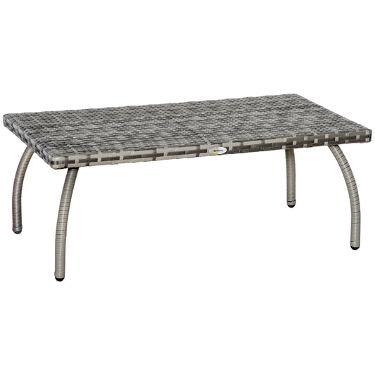 Photo of Outsunny PE Wicker Rattan Garden Coffee Table - Mixed Grey in Grey colour on a white background