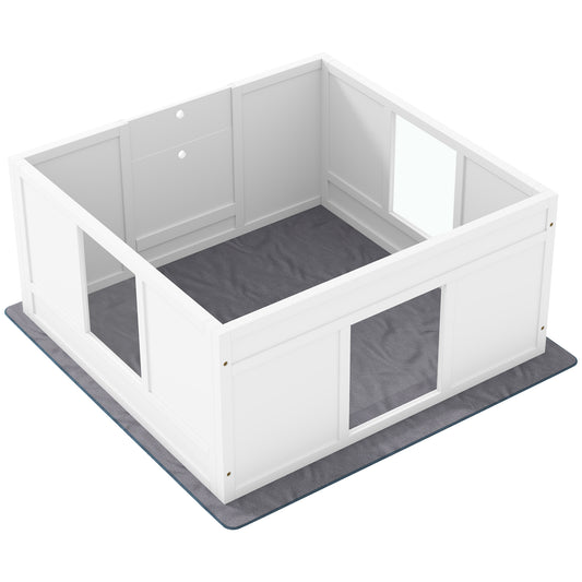 Photo of PawHut Whelping Box for Dogs with Whelping Pad, Adjustable Entrance, Non-slip Foot Pads, for Medium Dogs, 100 x 96cm in 96cm colour on a white background