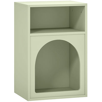 Light green HOMCOM bedside table with two open compartments and an arched lower opening