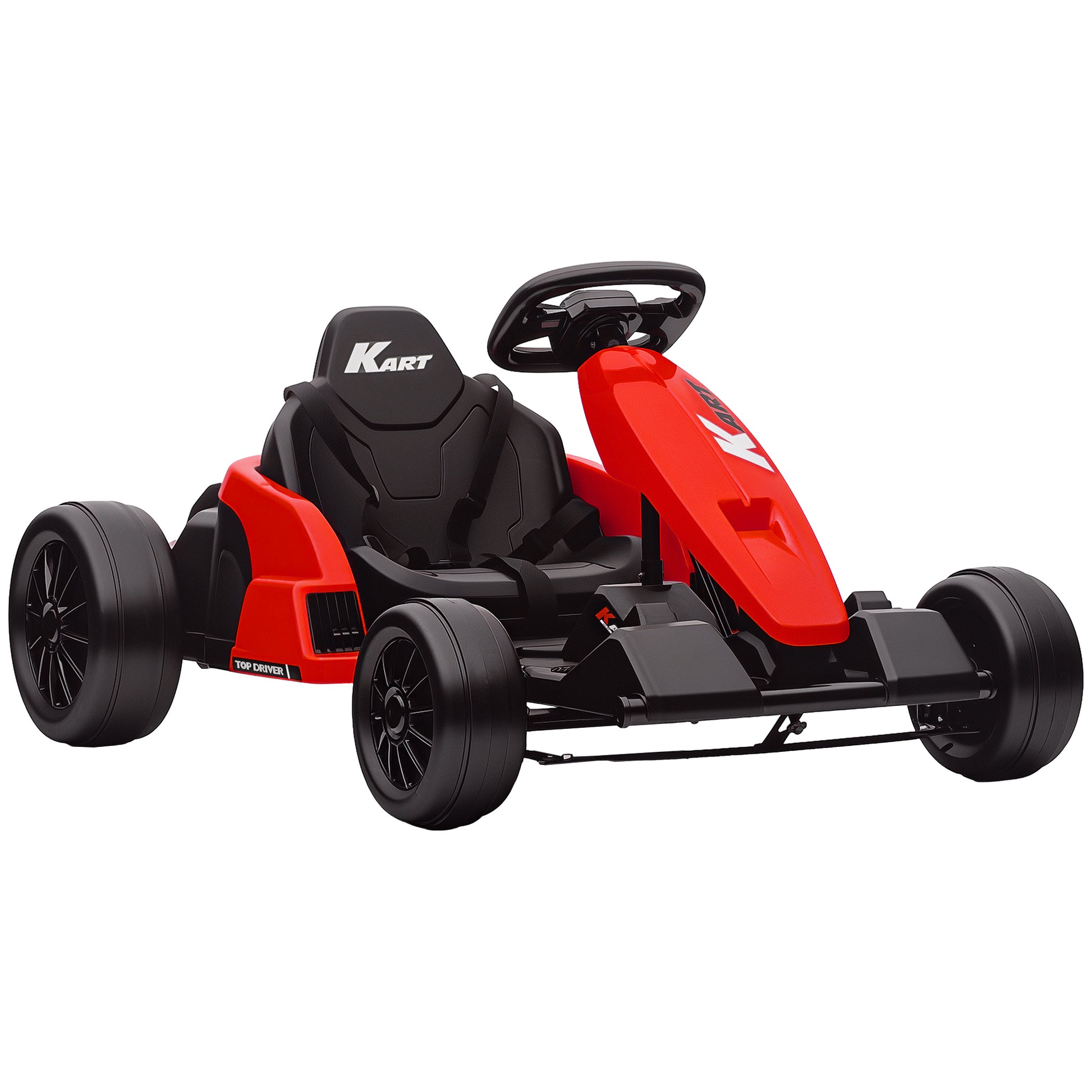 Photo of AIYAPLAY 24V Electric Go Kart, Drift Kart with Adjustable Seat, Slow Start, 5-Point Harness, Music, for 6-12 Years, Red in Red colour on a white background