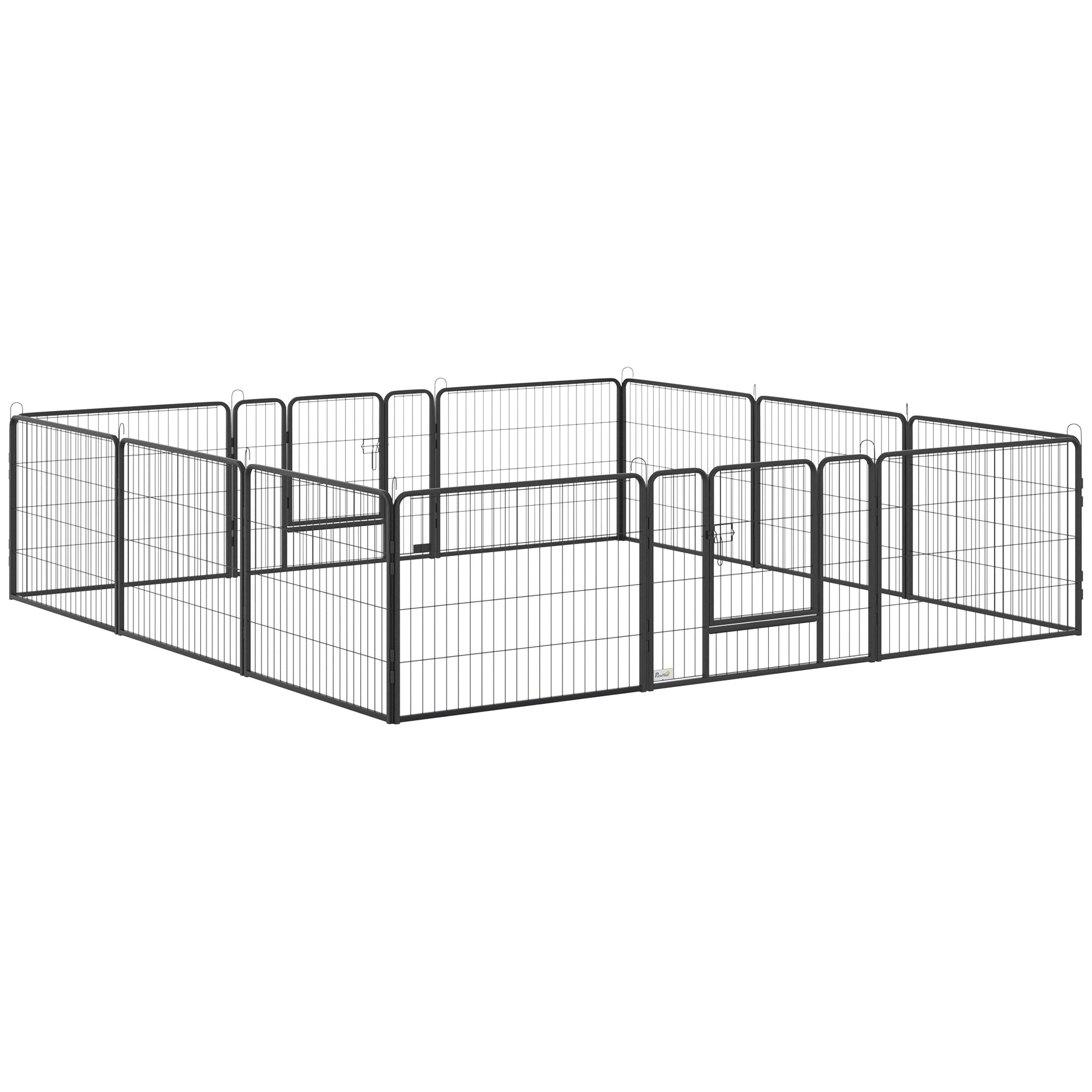 Photo of PawHut 12 Panels Heavy Duty Puppy Playpen, for Small Dogs, Indoor and Outdoor Use - Silver in Silver colour on a white background