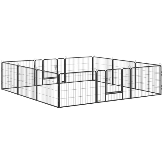 Photo of PawHut 12 Panels Heavy Duty Puppy Playpen, for Small Dogs, Indoor and Outdoor Use - Silver in Silver colour on a white background