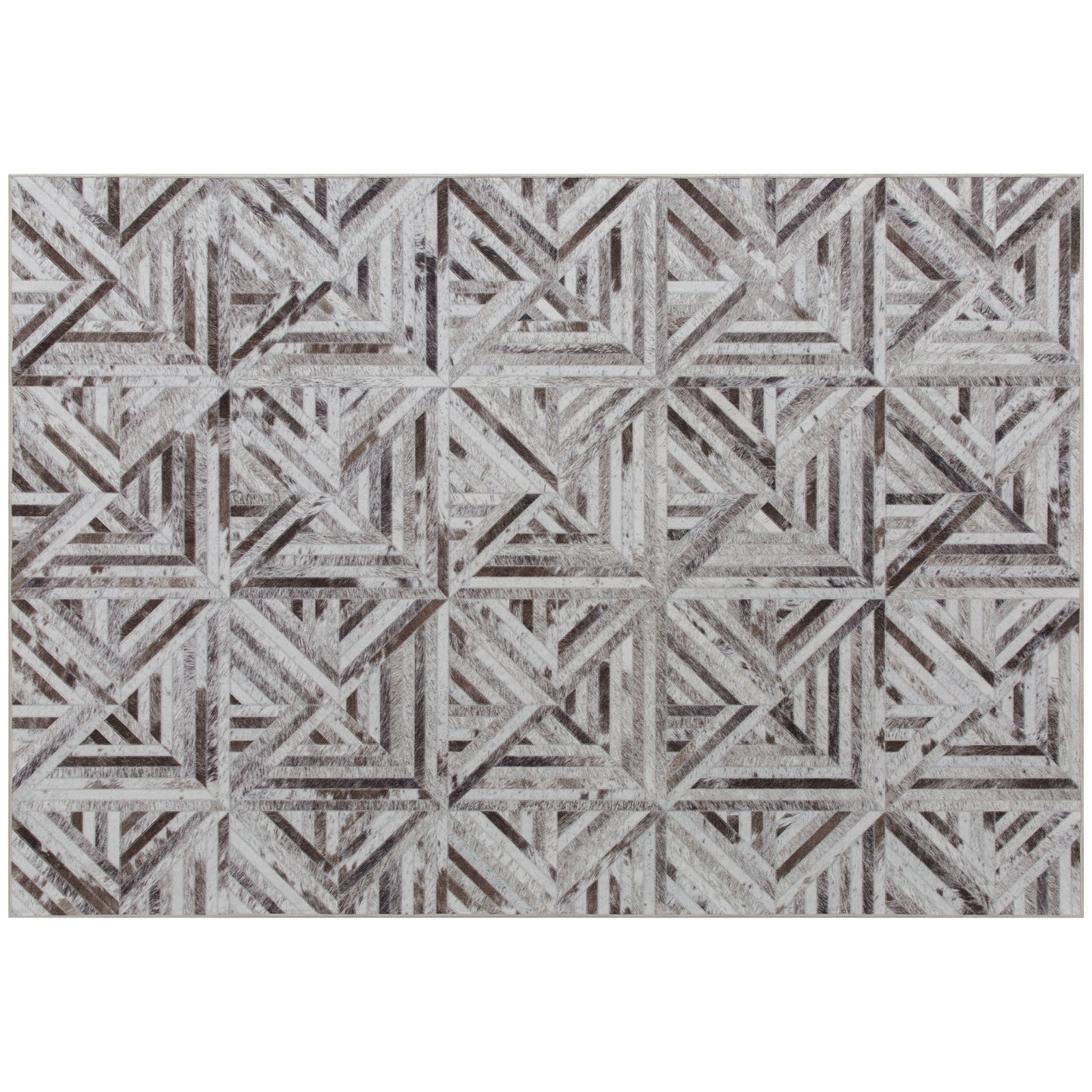 Photo of HOMCOM Modern Area Rug, Triangle Pattern Non-Slip Washable Rug, Chenille Floor Carpet for Living Room, Bedroom, Dining Room, Home Office, 170 x 120 cm, Brown in Brown colour on a white background