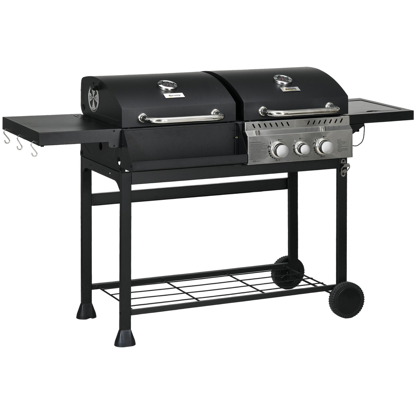 Photo of Outsunny Dual Fuel BBQ Grill - Black in Black colour on a white background