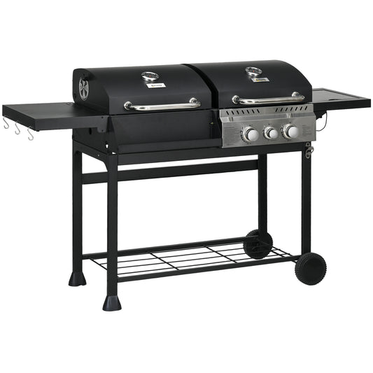 Photo of Outsunny Dual Fuel BBQ Grill - Black in Black colour on a white background