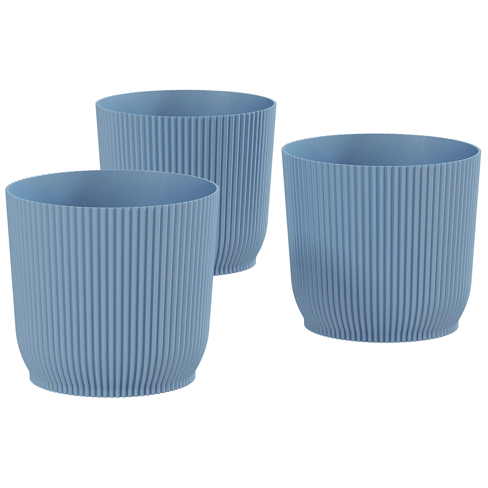Photo of Outsunny Set of Three Ф22cm Planters - Blue in Blue colour on a white background
