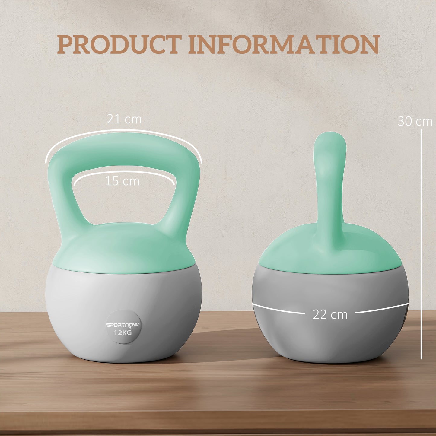 SPORTNOW 12KG Soft Kettlebell, Kettlebell with Non-Slip Handle for Home Gym, Weight Lifting, Strength Training, Green/Grey