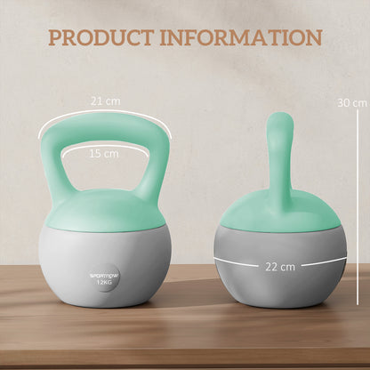 SPORTNOW 12 kg soft kettlebell shown from front and side with size measurements