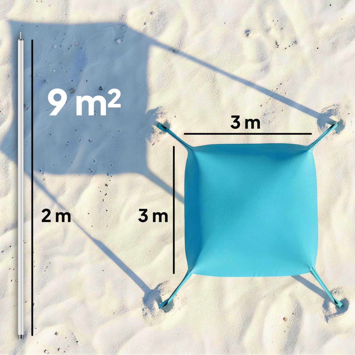 Outsunny Beach Tent Event Shelter with Detachable Sidewall and Carry Bag, for Camping, Trips, Fishing, Picnics, Sky Blue